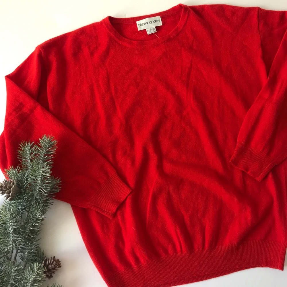 Bloomingdales Red Cashmere Sweater - Picture 1 of 8